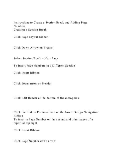 Instructions to Create a Section Break and Adding Page NumbersCr.docx