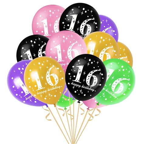 10pcs 16th Happy Birthday Star Letter Printed Balloons Birthday Latex Balloons 16th Anniversary ...