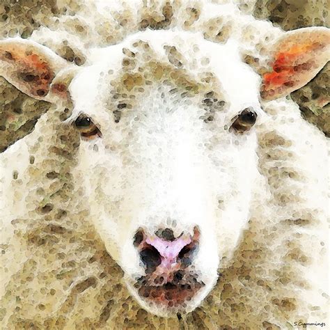 Sheep Art - White Sheep Painting by Sharon Cummings - Pixels