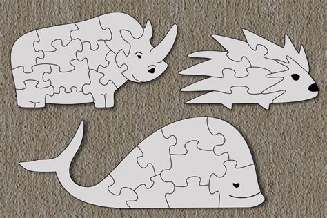 scroll saw patterns of trains | Rhino, Hedgehog & Whale Puzzles for ...