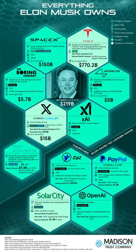 The Companies That Made Elon Musk Rich | Infographics Archive