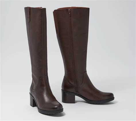 Clarks Collection Wide Calf Tall Leather Boots - Hollis Moon - QVC.com