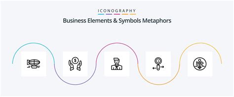 Business Elements And Symbols Metaphors Line 5 Icon Pack Including zoom. info. money. avatar ...