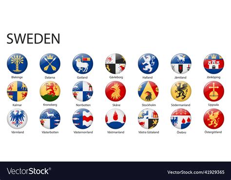 All flags of regions sweden Royalty Free Vector Image