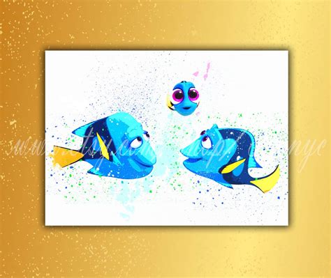 Finding Dory print Littel Dory with mom and dad Disney by TRONYC