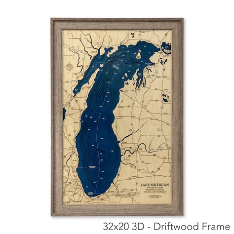 Mapa del lago Michigan Mapa de los Grandes Lagos Mapa del - Etsy España