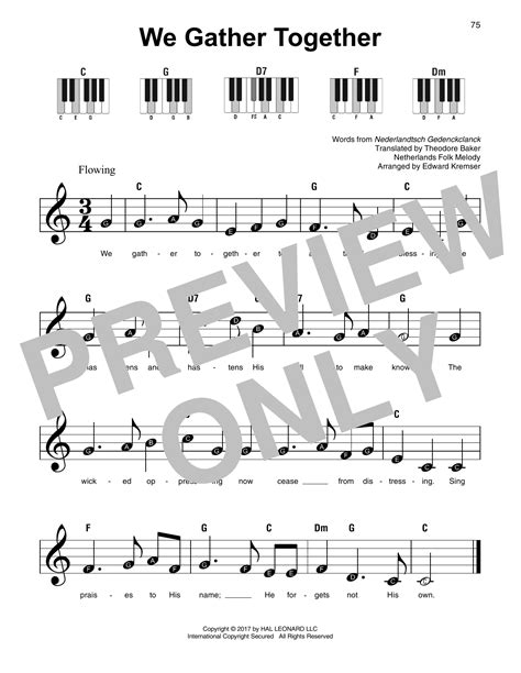 We Gather Together by Nederlandtsch Gedenckclanck Sheet Music for Super Easy Piano at Sheet ...