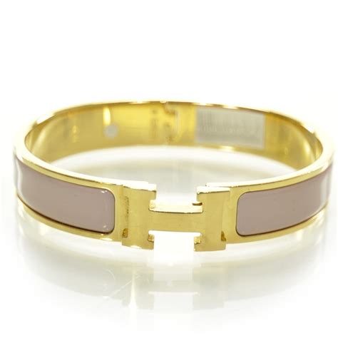 HERMES Enamel Narrow Clic Clac H Bracelet Pink and Gold 23758 | FASHIONPHILE