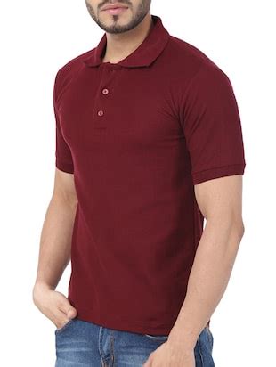 Buy online Solid Maroon Polo T-shirt from top wear for Men by Weardo ...