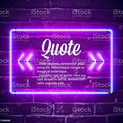 Retro Neon Glowing Quote Marks Frame On The Wall Stock Illustration ...