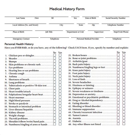 Medical History Form 10+ Download Free Documents In PDF, Word