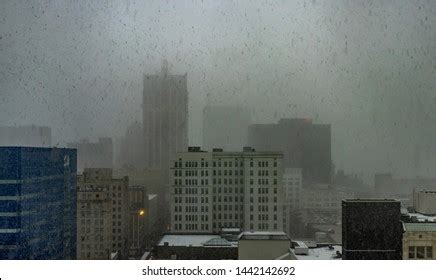 Downtown Milwaukee Skyline During Snow Storm Stock Photo 1442142692 ...