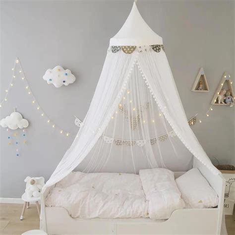 Lightweight canopy is made with soft sheer mesh. Easy to install Romantic accent for bedroom ...