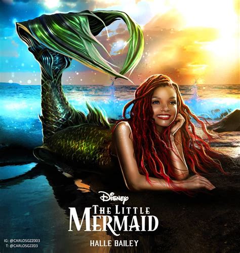 Carloz Gzz on Instagram: “HALLE BAILEY as ARIEL 🧜‍♀️💚💙🌊 ARTwork by Me. @chloexhalle is Offici ...