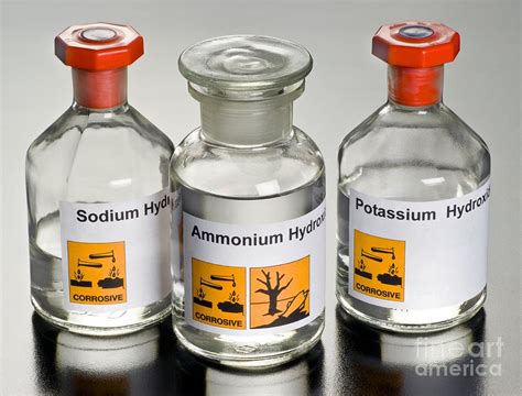 Strong Alkalis In Laboratory Bottles Photograph by Martyn F. Chillmaid