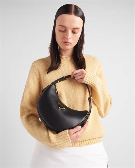Black Prada Arqué Leather Shoulder Bag | PRADA