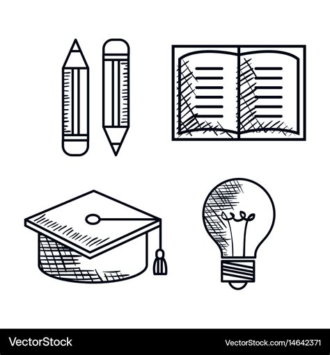 Education supplies drawing icons Royalty Free Vector Image