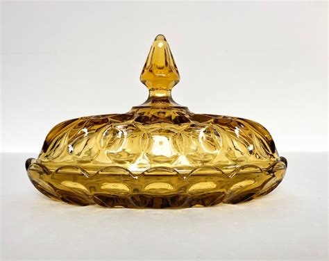 Vintage Anchor Hocking fairfield Amber Glass Covered Butter Dish - Etsy