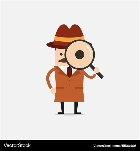 Detective holding a magnifying glass Royalty Free Vector