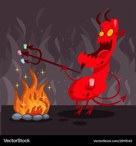 Devil in hell cartoon character Royalty Free Vector Image