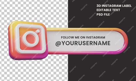 Premium PSD | Isolated banner icon instagram follow me label in 3d rendering