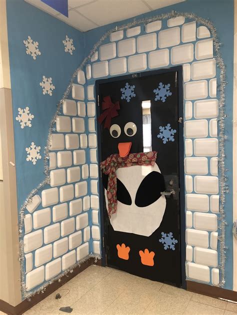 a door decorated to look like a snowman