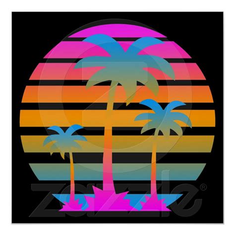 Corey Tiger 80s Retro Vintage Palm Trees Sunset Poster | Zazzle | Neon art, Palm tree sunset ...