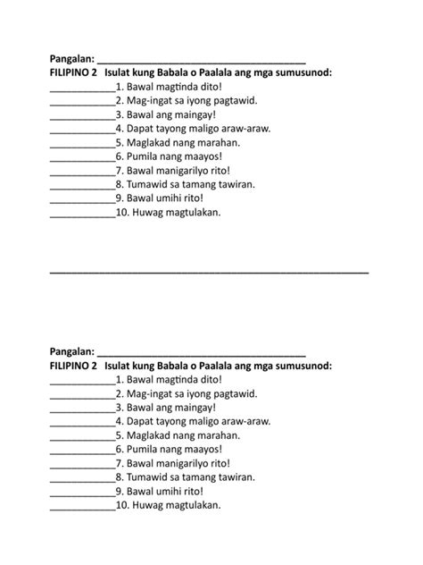 Babala o Paalala FILIPINO | PDF