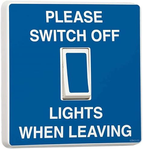 Please Switch/Turn Off Lights When Leaving Blue Light Switch Sticker Cover: Amazon.co.uk ...