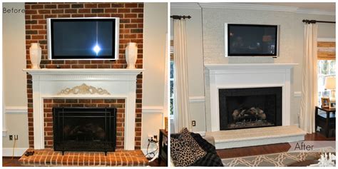 Painted brick fireplace Before & After! Paint the brick the same color as the wall... | Painted ...