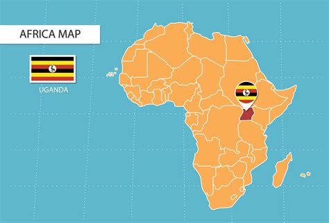 Uganda map in Africa, icons showing Uganda location and flags. 15311720 Vector Art at Vecteezy