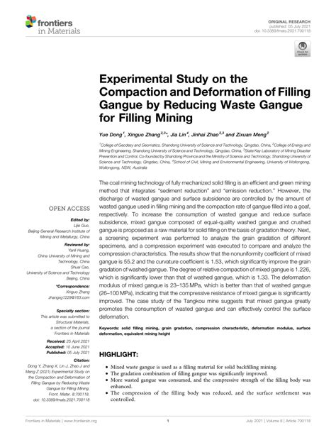 (PDF) Experimental Study on the Compaction and Deformation of Filling ...