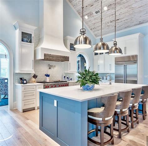 Coastal Blue Kitchen Cabinets : Beach blue kitchen | Coastal kitchen, Blue kitchens, Kitchen ...