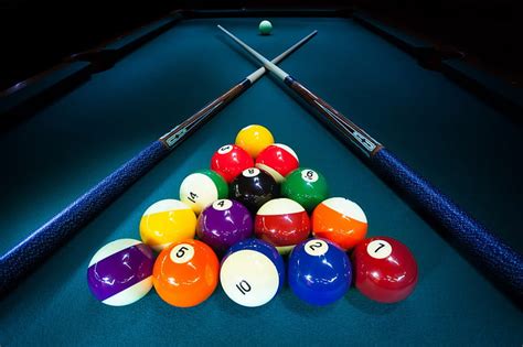 HD wallpaper: billiard ball set and pool cue sticks, pool table, billiard balls | Wallpaper Flare