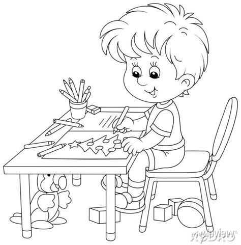 Happy Boy Clipart Black And White Tree