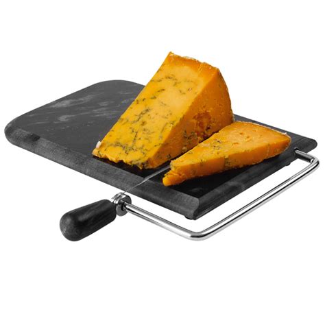 Marble Art Cheese Board with Wire Cutter Black | Drinkstuff