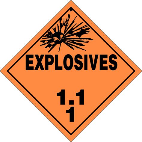 Class 1 – Explosives – Placards and Labels according 49 CFR 173.2 ...