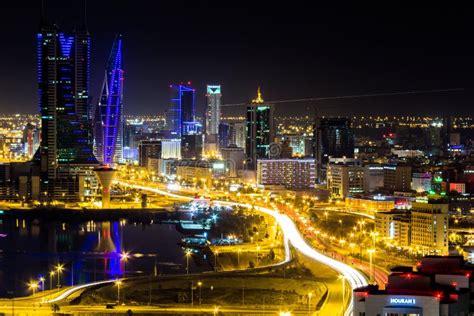 Bahrain Aerial View at Night 2 Editorial Stock Photo - Image of city ...