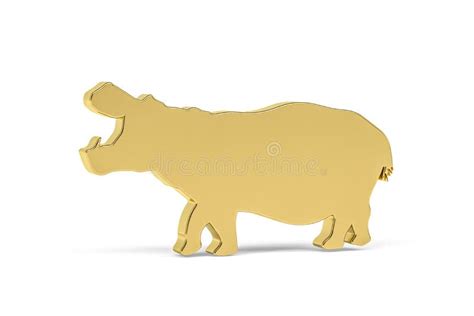 Golden 3d Hippo Icon Isolated on White Background Stock Illustration ...