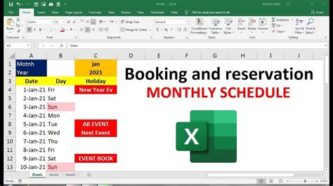 how to make booking and reservation calendar excel - YouTube