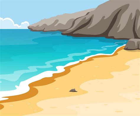 Beautiful, sea, panorama, beach, coast, bay, ocean, landscape, illustration, vector, design ...