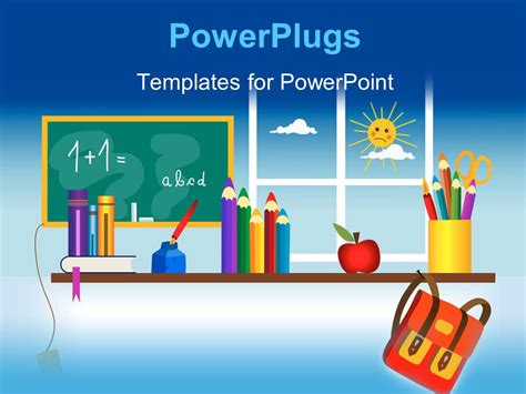 PowerPoint Template: a classroom setting with lots of educational materials around (10775)