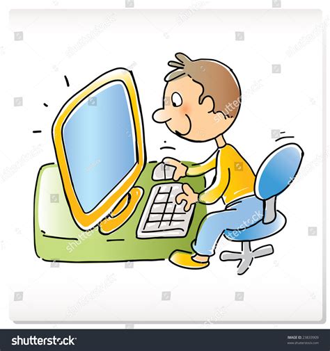 Vector Cartoon Funny Boy Computer Hand- Stock Vector (Royalty Free) 23833909 | Shutterstock