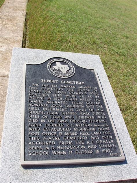 Sunset Cemetery - TEXAS HISTORICAL MARKERS