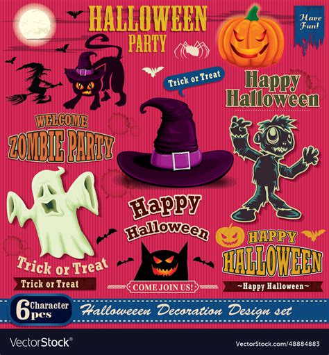 Vintage halloween poster set design Royalty Free Vector