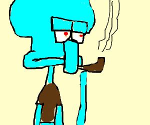 Squidward smoking underwater. - Drawception