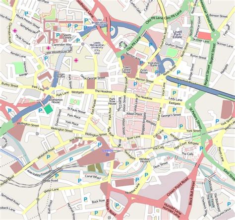 Street Map of Leeds in England | Map, Leeds map, Street map