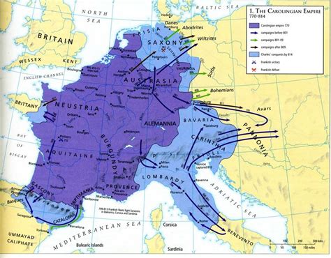 Carolingian Empire 770-814 AD | Map, Medieval history, Mystery of history