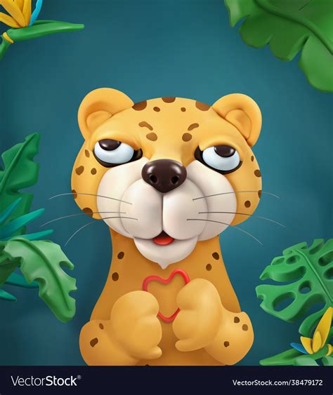 Leopard cartoon character cute animals 3d art Vector Image