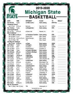 Printable 2019-2020 Michigan State Spartans Basketball Schedule